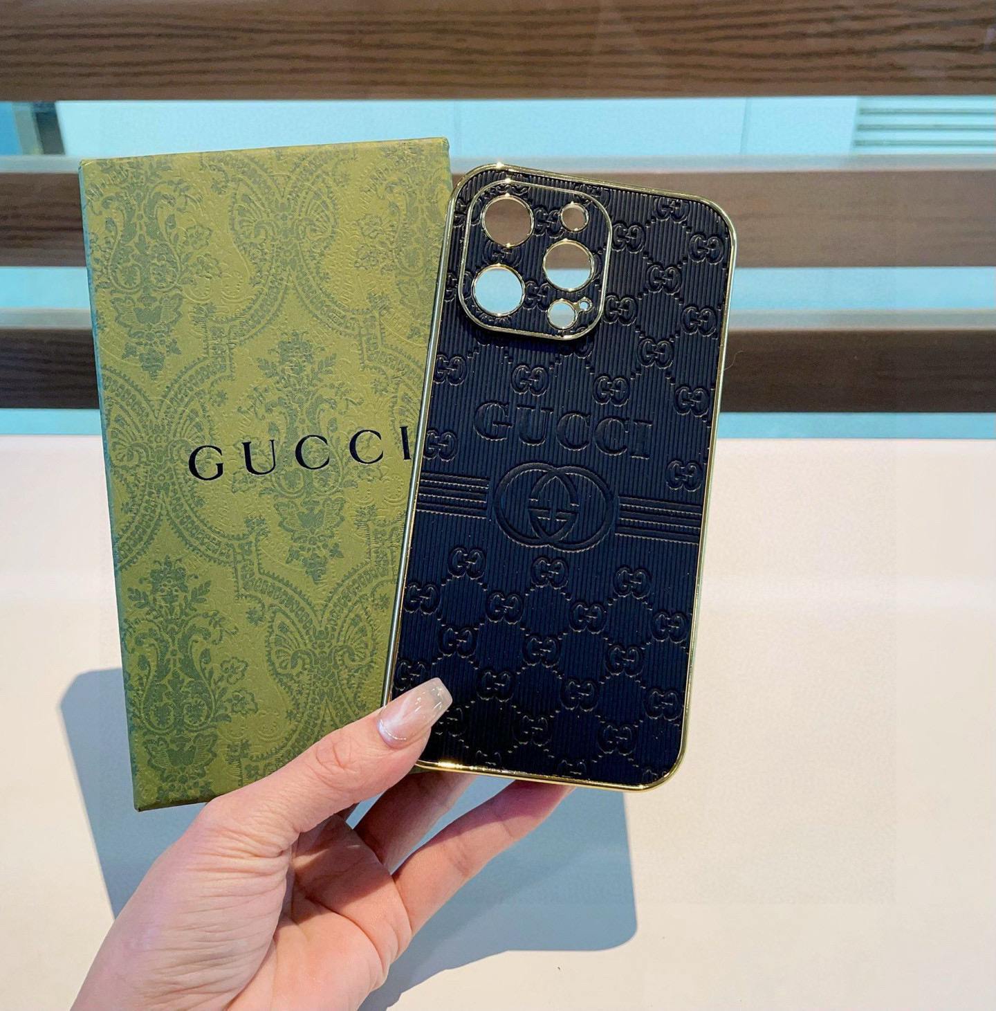 Gucci Phone Case Electroplated Side Sticker Embossed Phone Case Accessories