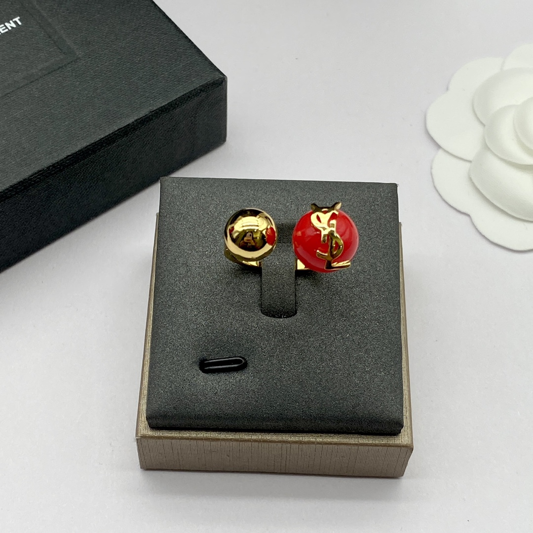 Saint Laurent Jewelry Rings Red Sphere Design