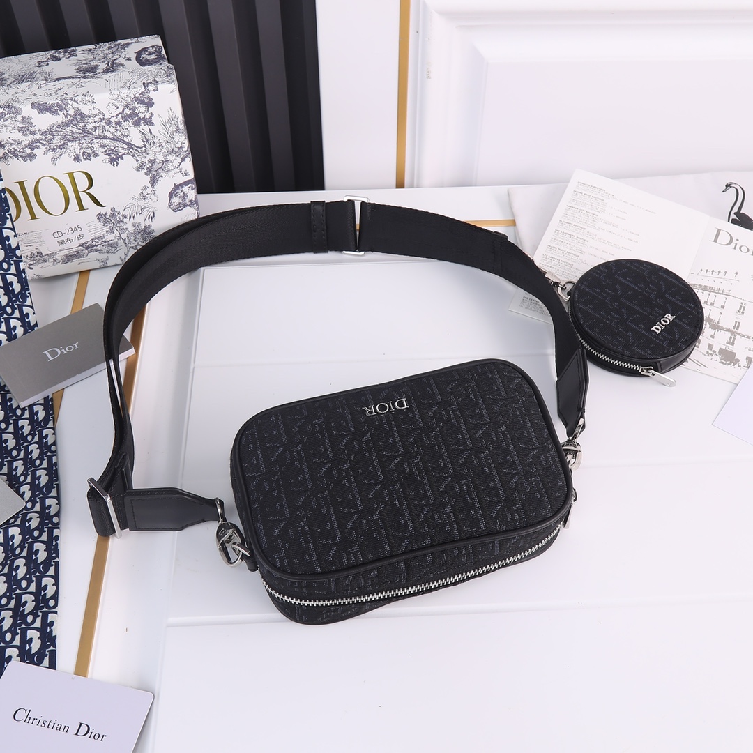 Dior Shoulder with coin purse Black print 2345 LM071 19cm