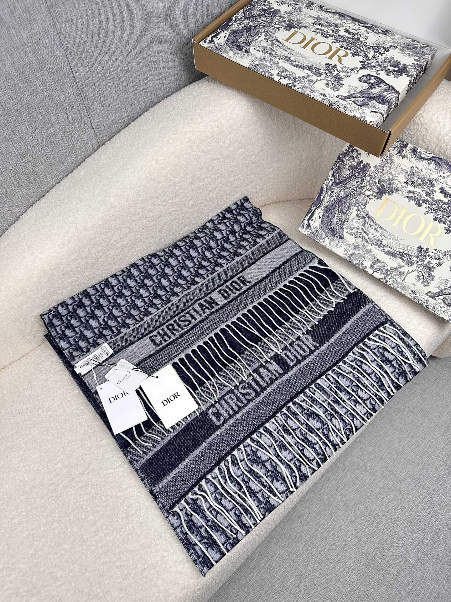 Dior Scarf Do Lettering Double-Sided Tassel Long Scarf 100% Imported Cashmere 40*190cm Accessories