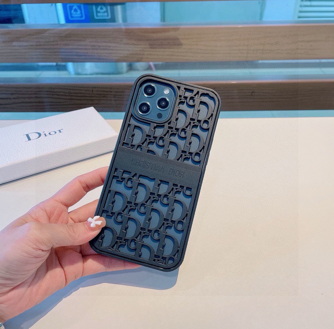 Dior Phone Case Hollow-Out Design Full Coverage Phone Case Accessories
