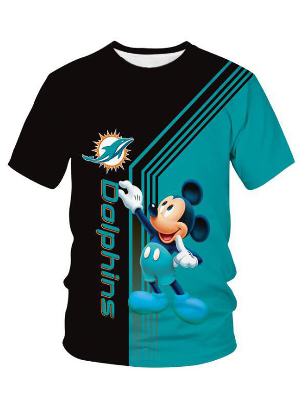 Miami Dolphins cartoon print T-shirt-Miami Dolphins - fitnfan