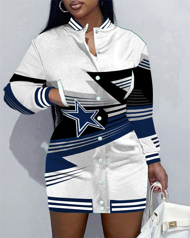 Dallas CowboysLimited Edition Button Down Long Sleeve Jacket Dress - fitnfan
