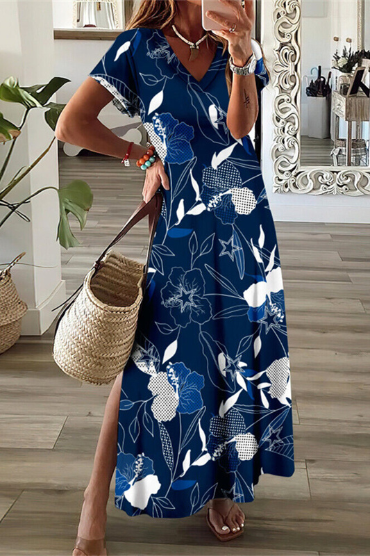Dallas CowboysV-Neck Sexy Side Slit Long Dress - fitnfan