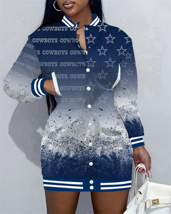 Dallas CowboysLimited Edition Button Down Long Sleeve Jacket Dress - fitnfan