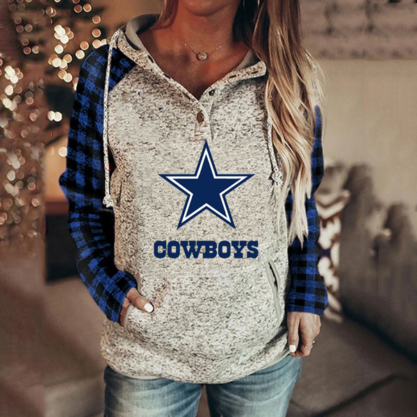 Casual loose stitched print Hoodie-Dallas Cowboys - fitnfan