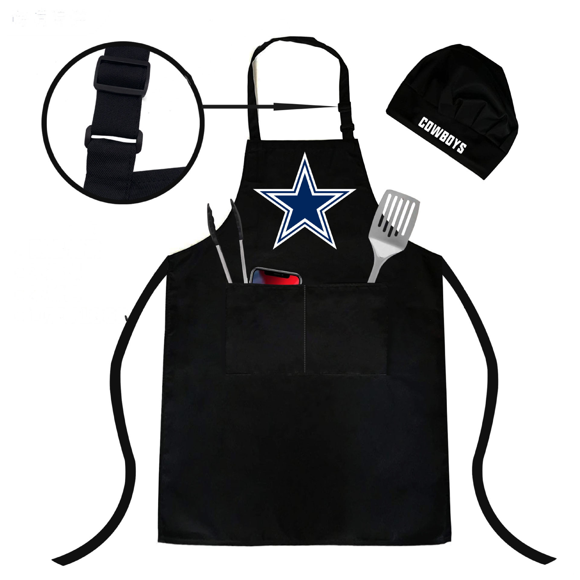 Waterproof Apron Kitchen Apron and Chef Hat Apron Set-Dallas Cowboys - fitnfan
