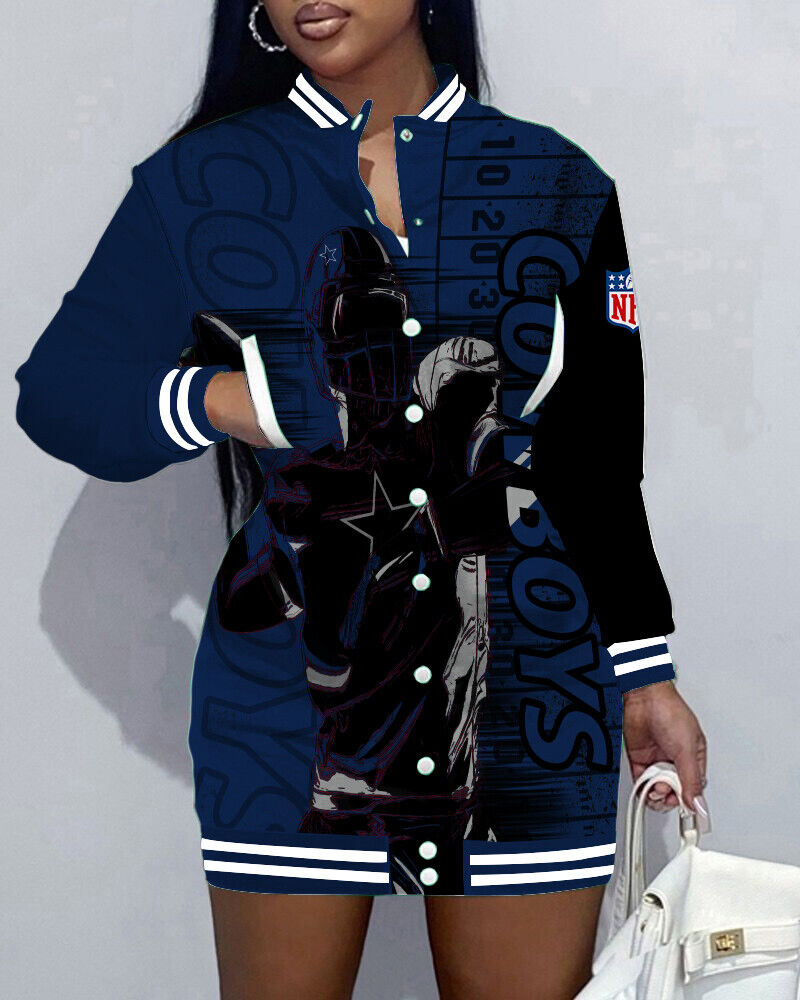Dallas CowboysLimited Edition Button Down Long Sleeve Jacket Dress - fitnfan