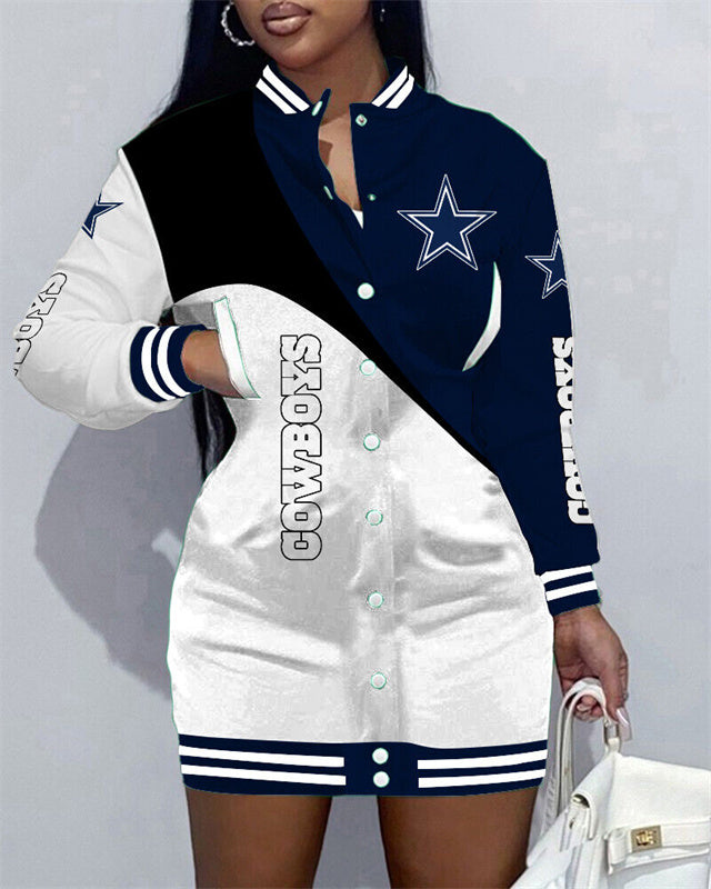 Dallas CowboysLimited Edition Button Down Long Sleeve Jacket Dress - fitnfan