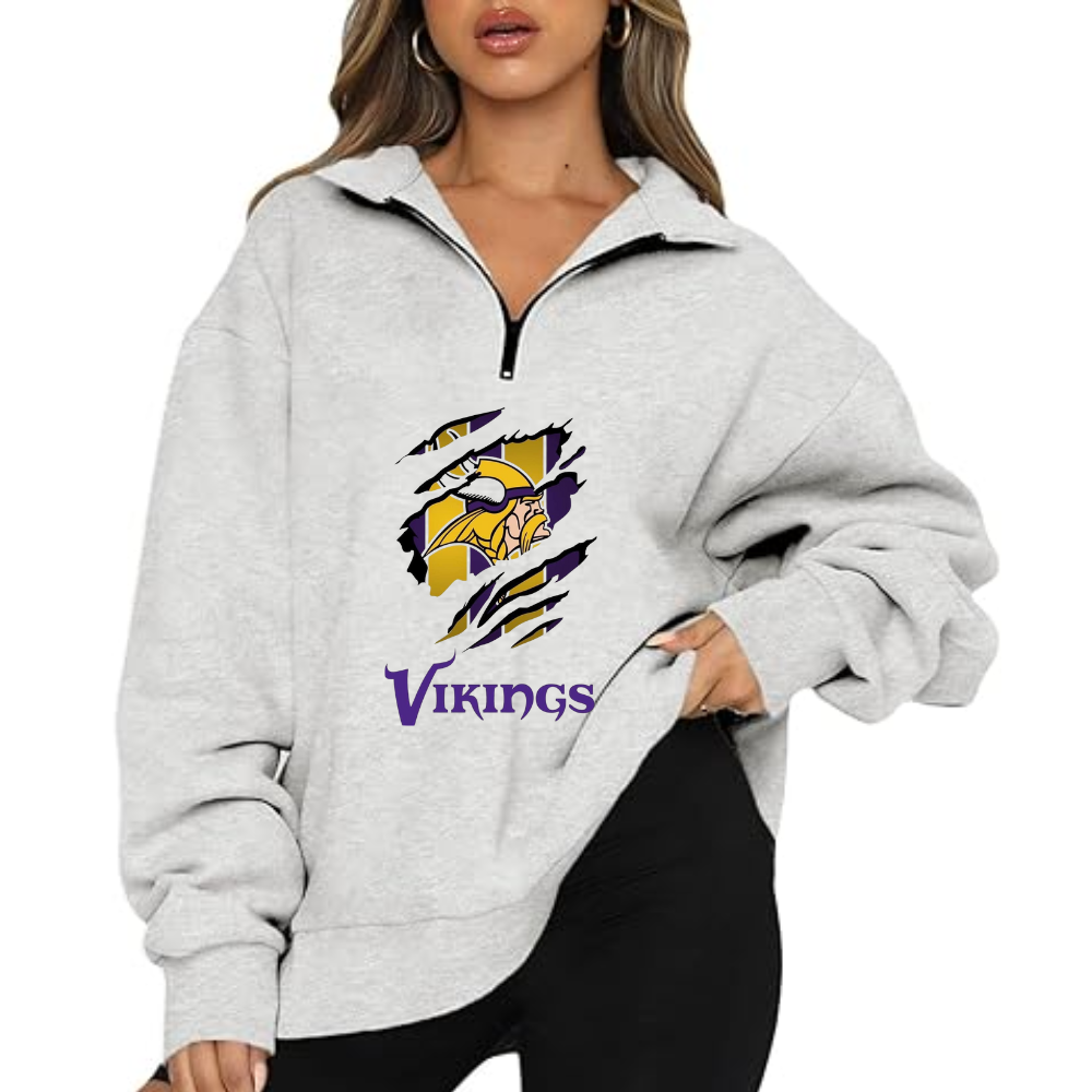 Women Half Zip Oversized Sweatshirts Long Sleeve - fitnfan