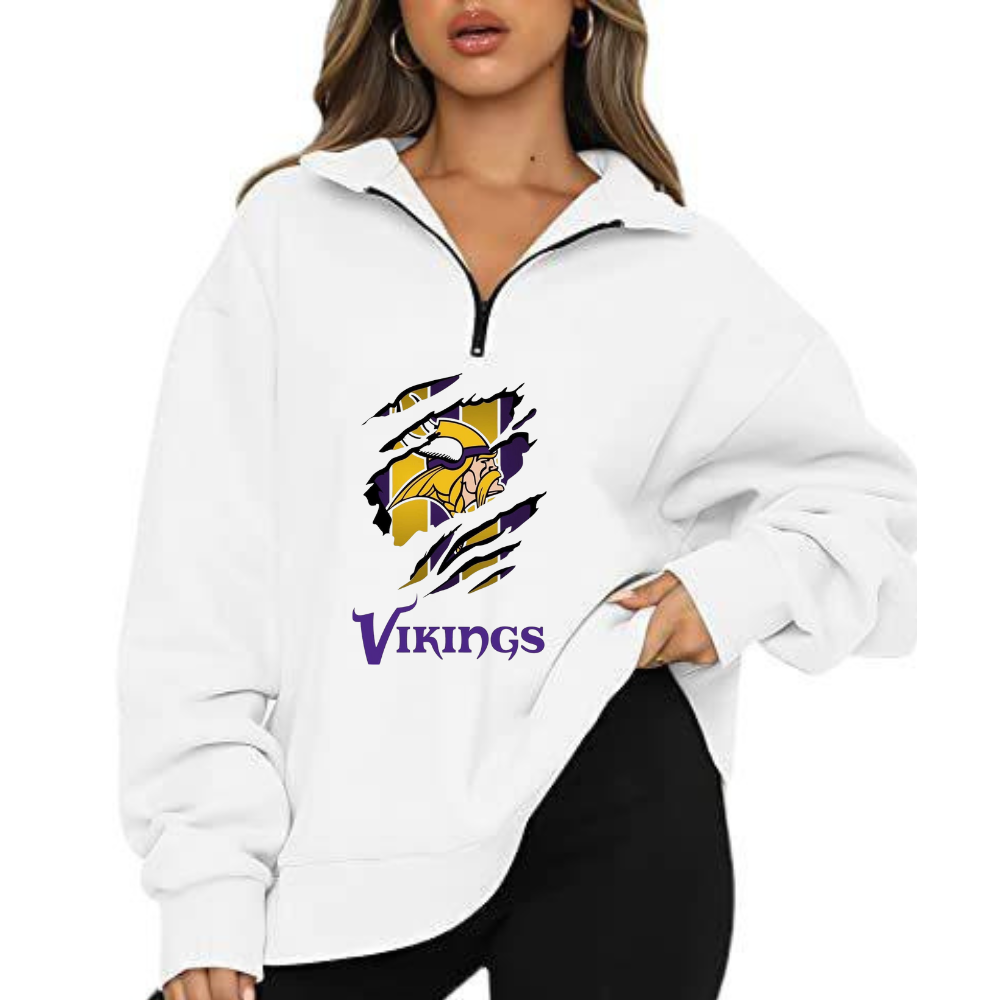 Women Half Zip Oversized Sweatshirts Long Sleeve - fitnfan