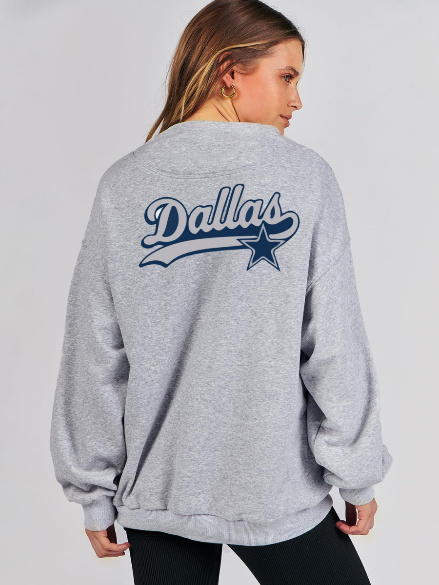 High Neck Long Sleeve Women's Plus Size Sweatshirt-Dallas Cowboys - fitnfan