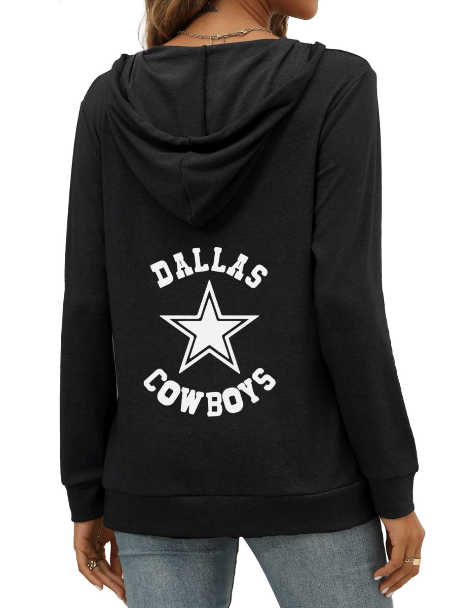 Women's Solid Color Long Sleeve Sweatshirt-Dallas Cowboys - fitnfan