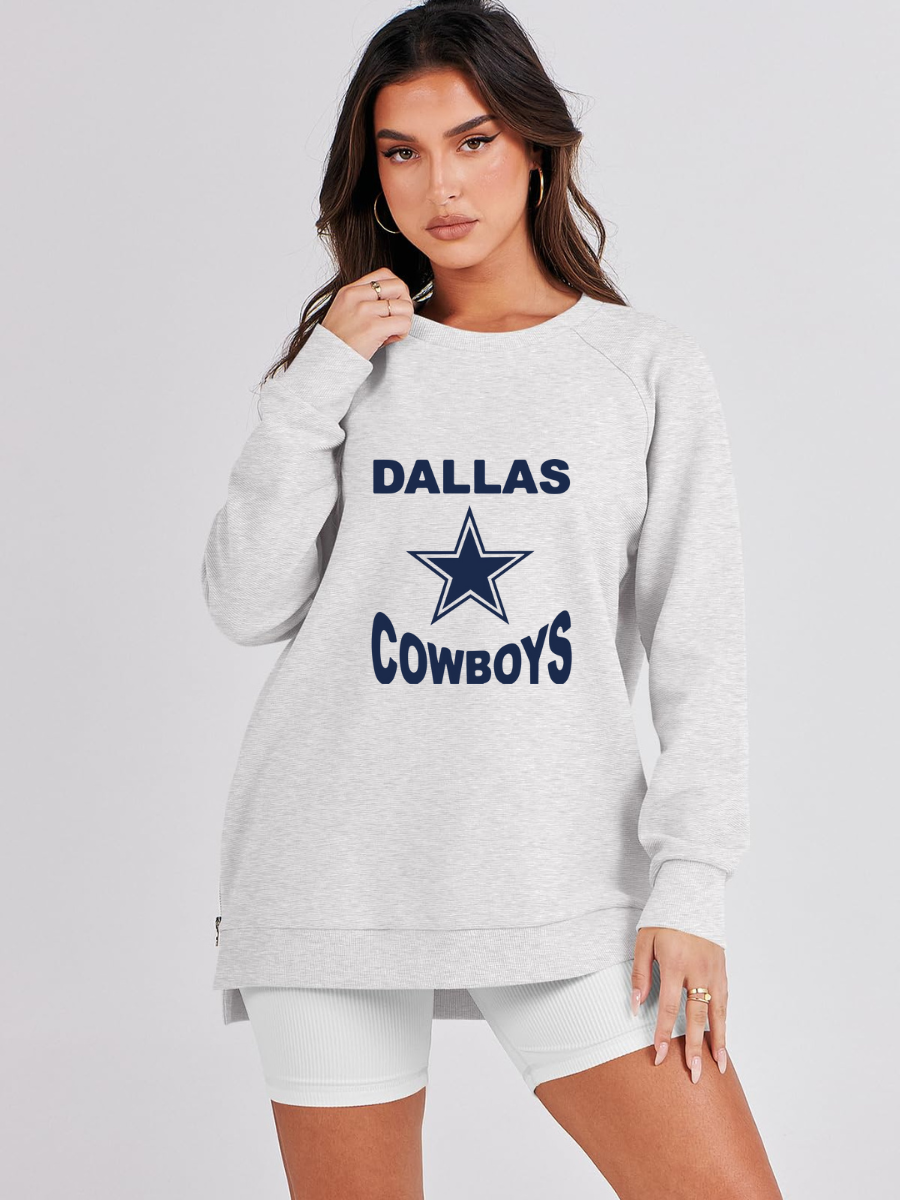 Crew Neck Women's Plus Size Sweatshirt-Dallas Cowboys - fitnfan