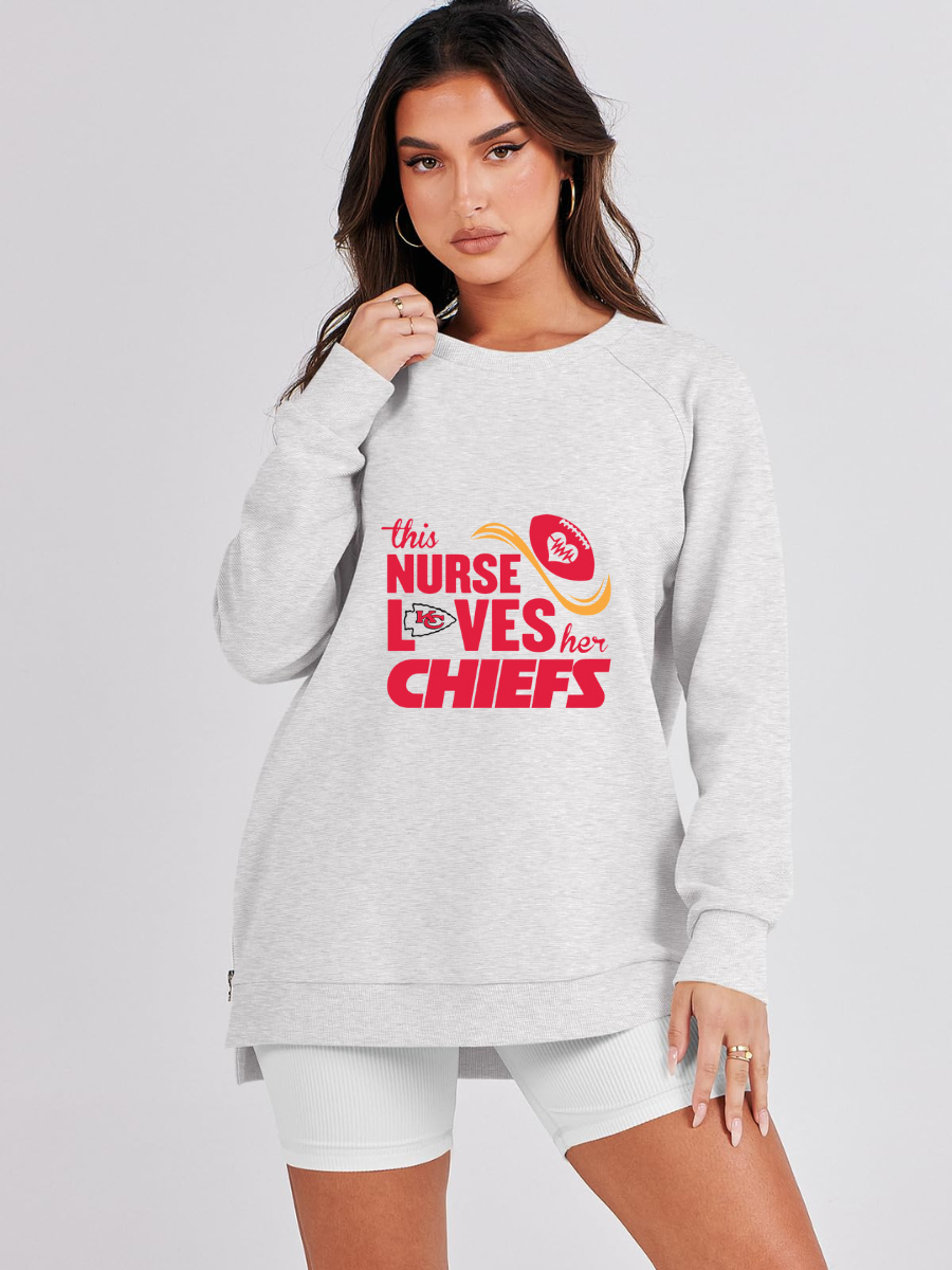 High Neck Long Sleeve Women's Plus Size Sweatshirt - fitnfan