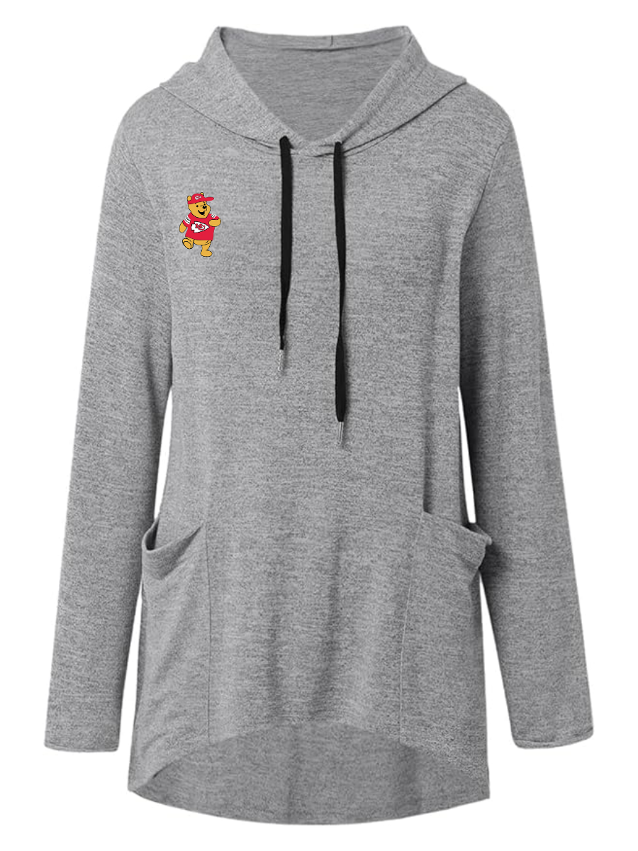 Women's V-Neck Hoodie Printed Sweatshirt - fitnfan