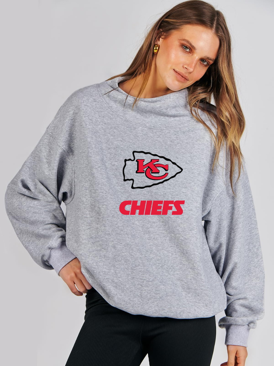 High Neck Long Sleeve Women's Plus Size Sweatshirt - fitnfan