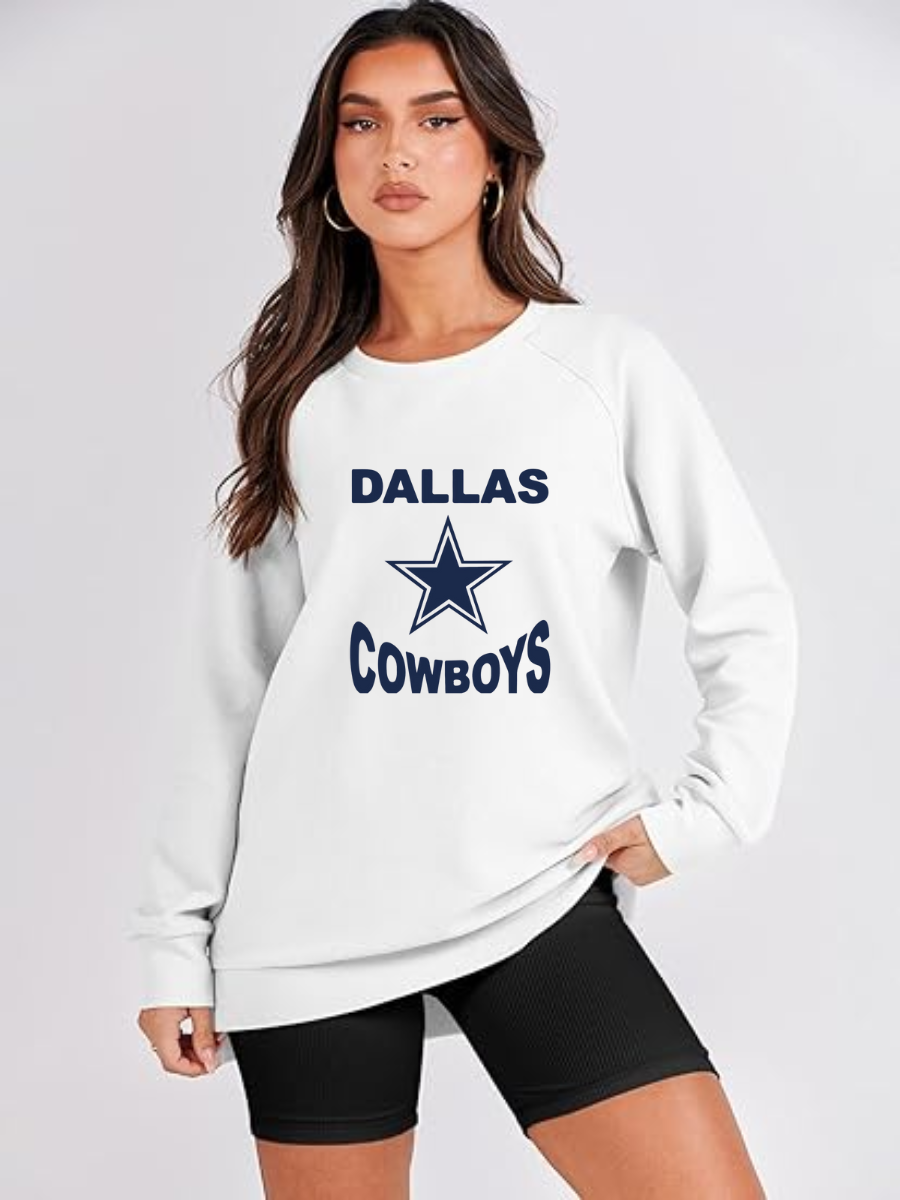 Crew Neck Women's Plus Size Sweatshirt-Dallas Cowboys - fitnfan