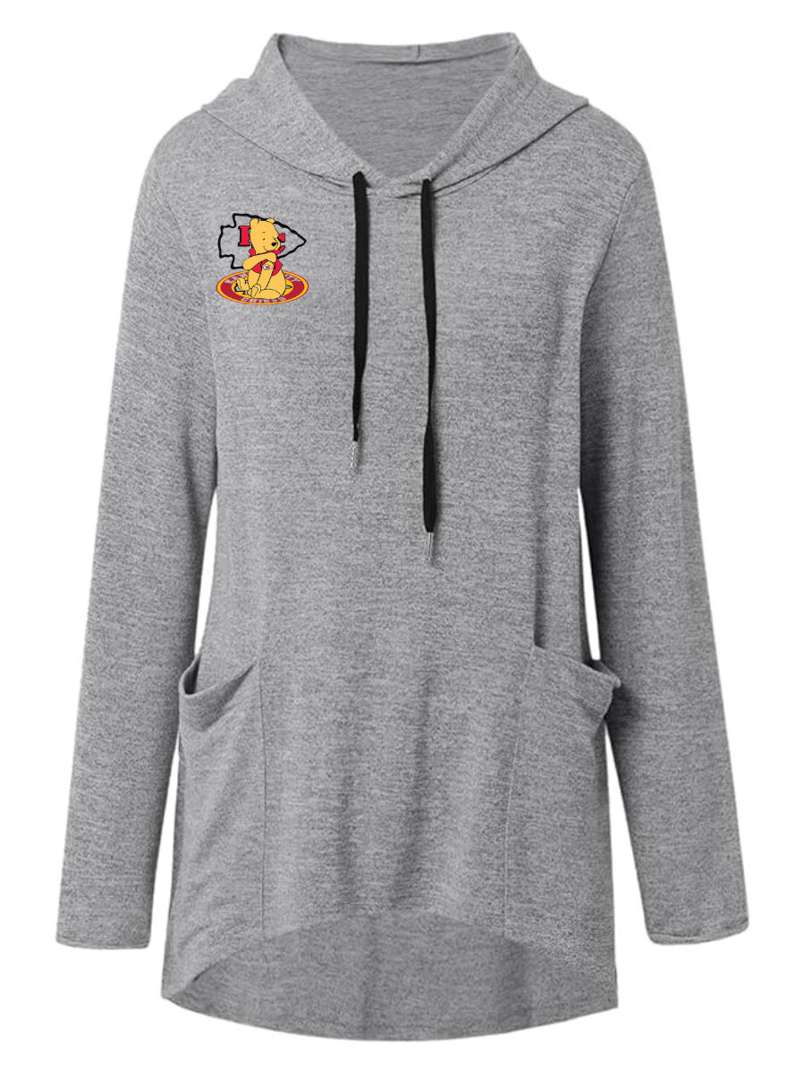 Women's V-Neck Hoodie Printed Sweatshirt - fitnfan