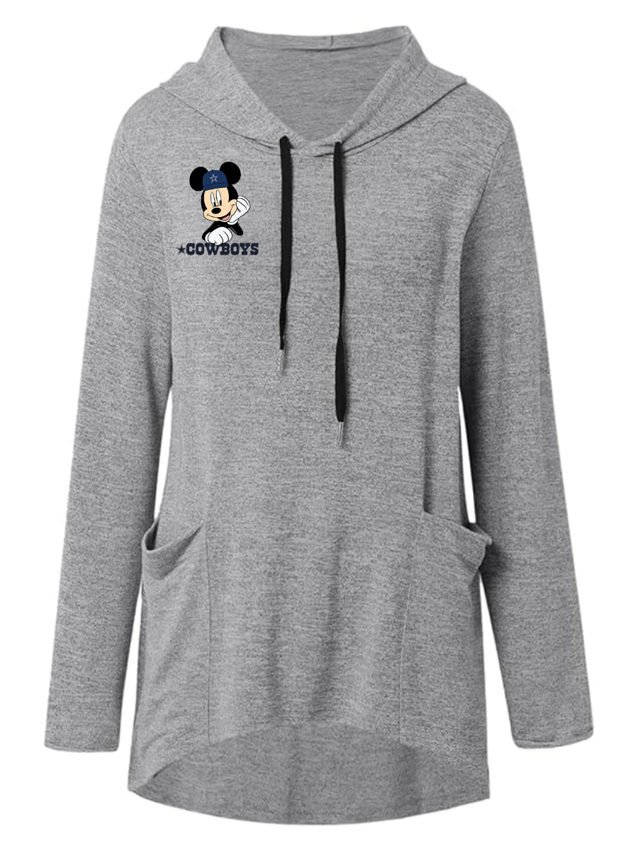 Women's V-Neck Hoodie Printed Sweatshirt-Dallas Cowboys - fitnfan