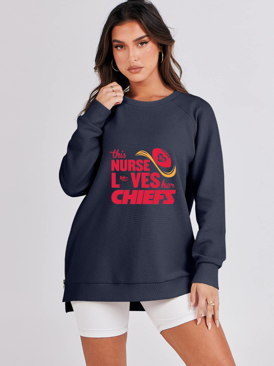 High Neck Long Sleeve Women's Plus Size Sweatshirt - fitnfan