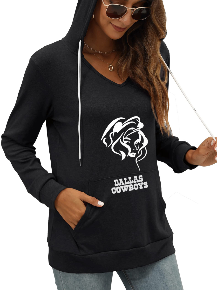 Women's Solid Color Long Sleeve Sweatshirt-Dallas Cowboys - fitnfan