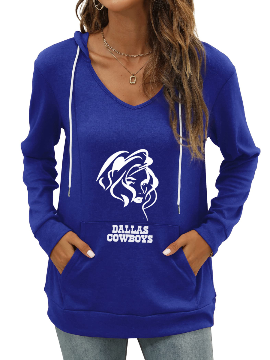 Women's Solid Color Long Sleeve Sweatshirt-Dallas Cowboys - fitnfan