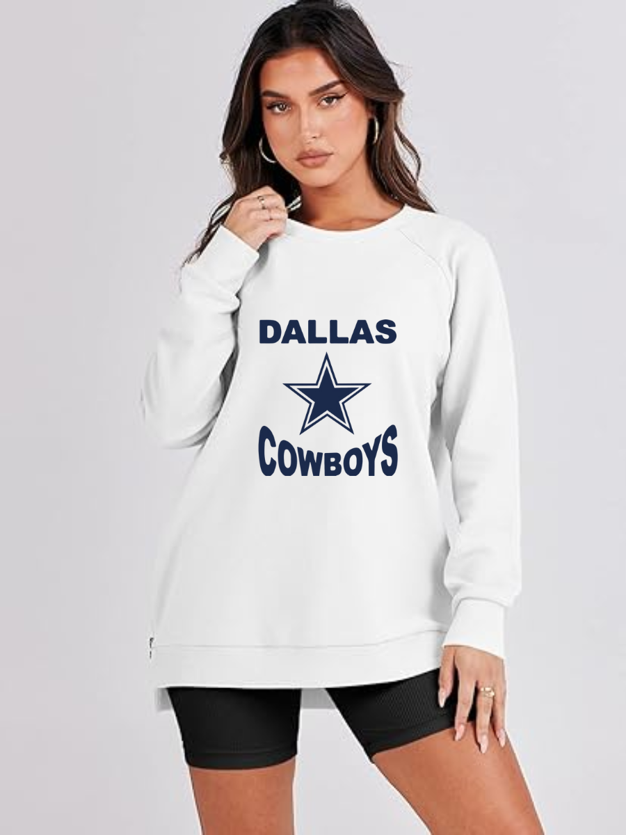 Crew Neck Women's Plus Size Sweatshirt-Dallas Cowboys - fitnfan