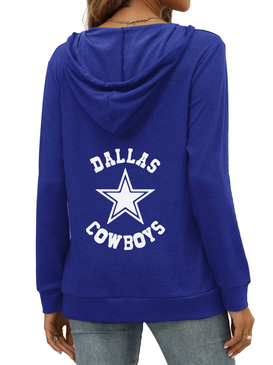 Women's Solid Color Long Sleeve Sweatshirt-Dallas Cowboys - fitnfan