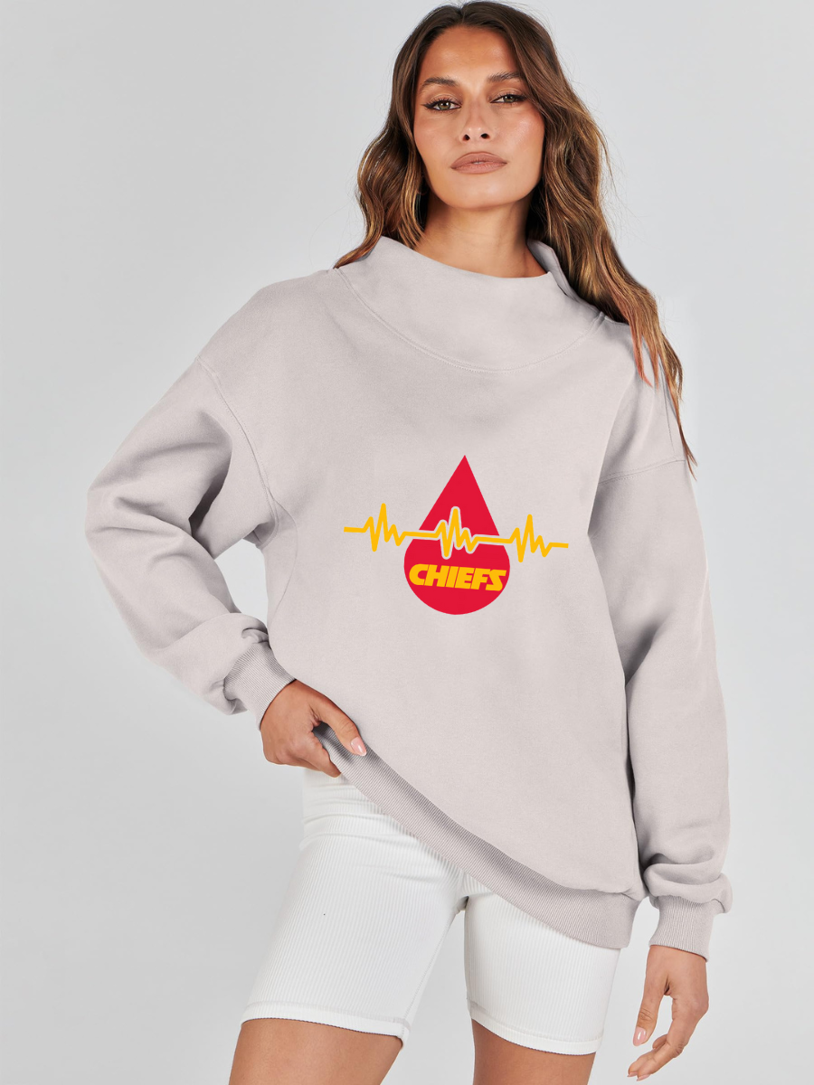 High Neck Long Sleeve Women's Plus Size Sweatshirt - fitnfan