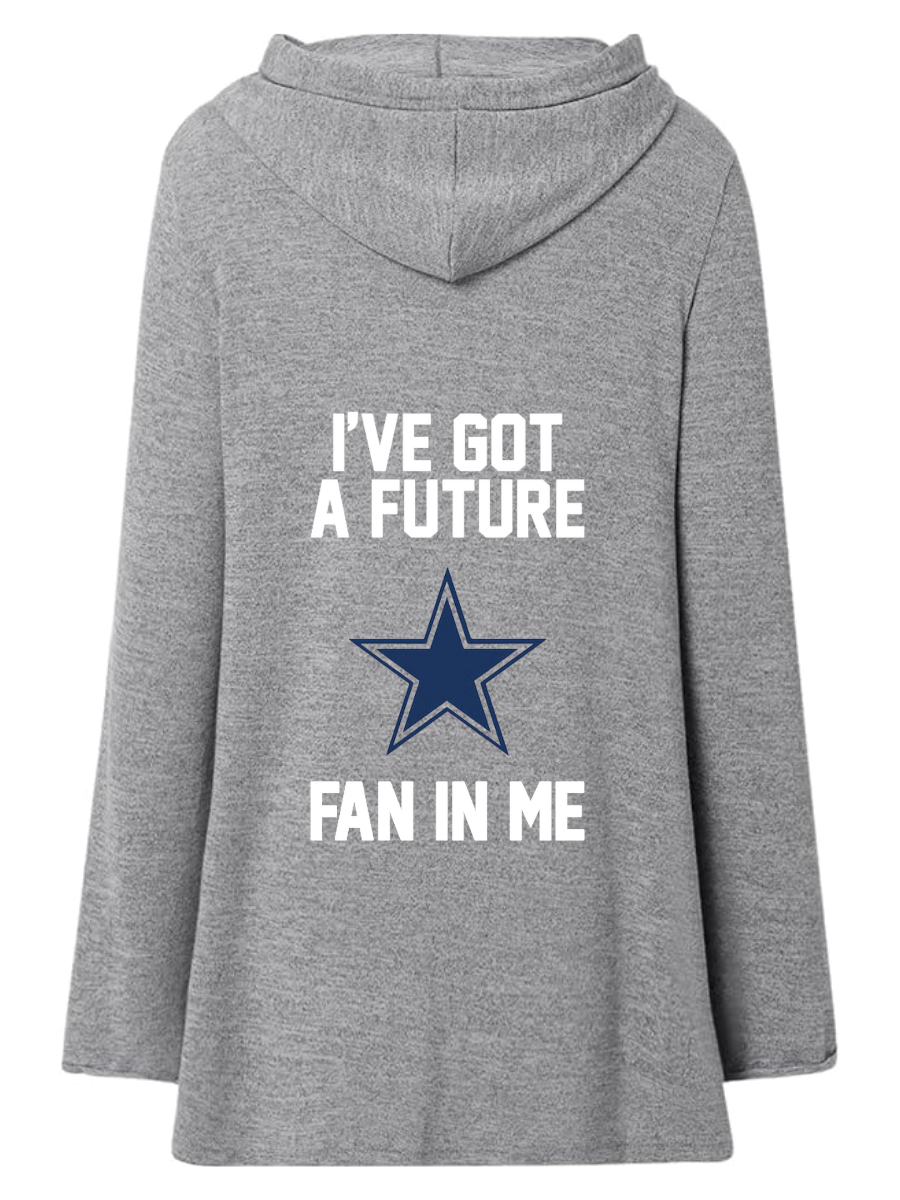 Women's V-Neck Hoodie Printed Sweatshirt-Dallas Cowboys - fitnfan