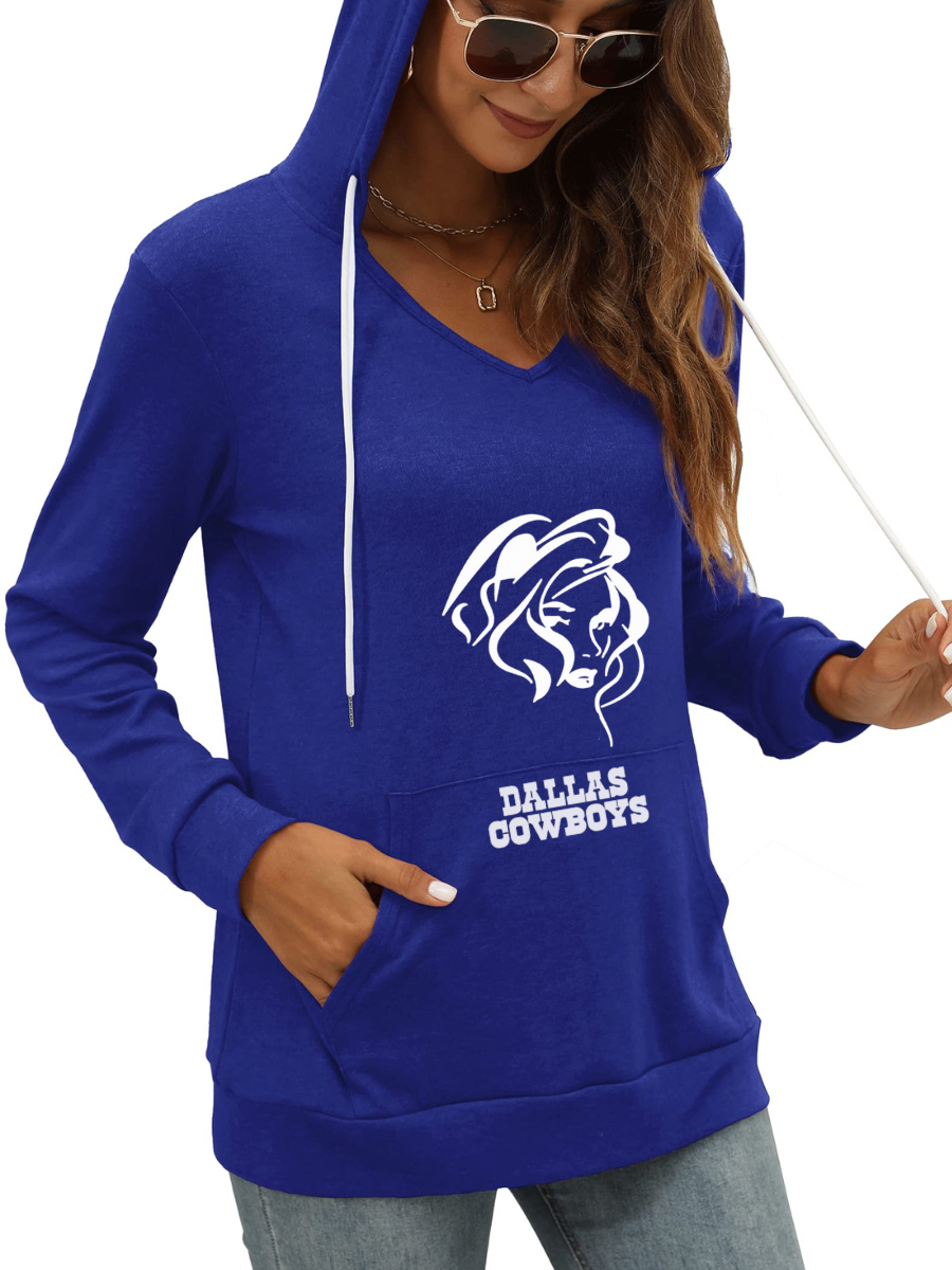 Women's Solid Color Long Sleeve Sweatshirt-Dallas Cowboys - fitnfan