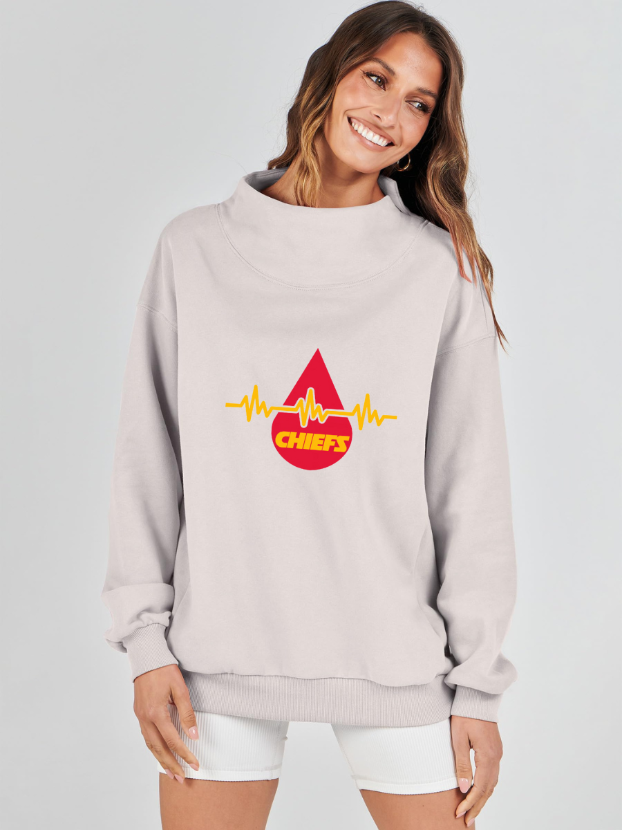 High Neck Long Sleeve Women's Plus Size Sweatshirt - fitnfan