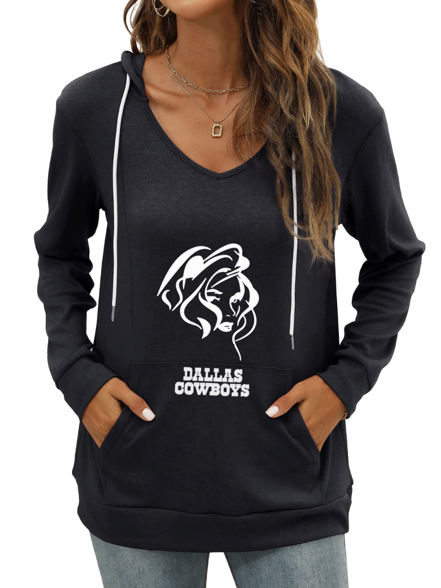Women's Solid Color Long Sleeve Sweatshirt-Dallas Cowboys - fitnfan