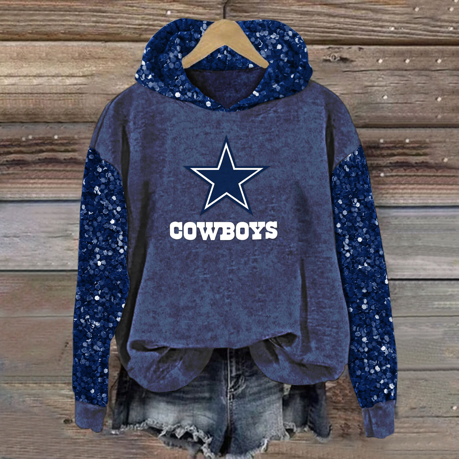 Sequined Sleeves Vintage Hoodie - fitnfan