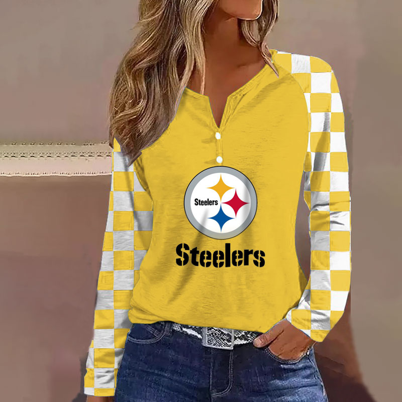 V NECK SHIFT Casual BLOUSE-Pittsburgh Steelers - fitnfan