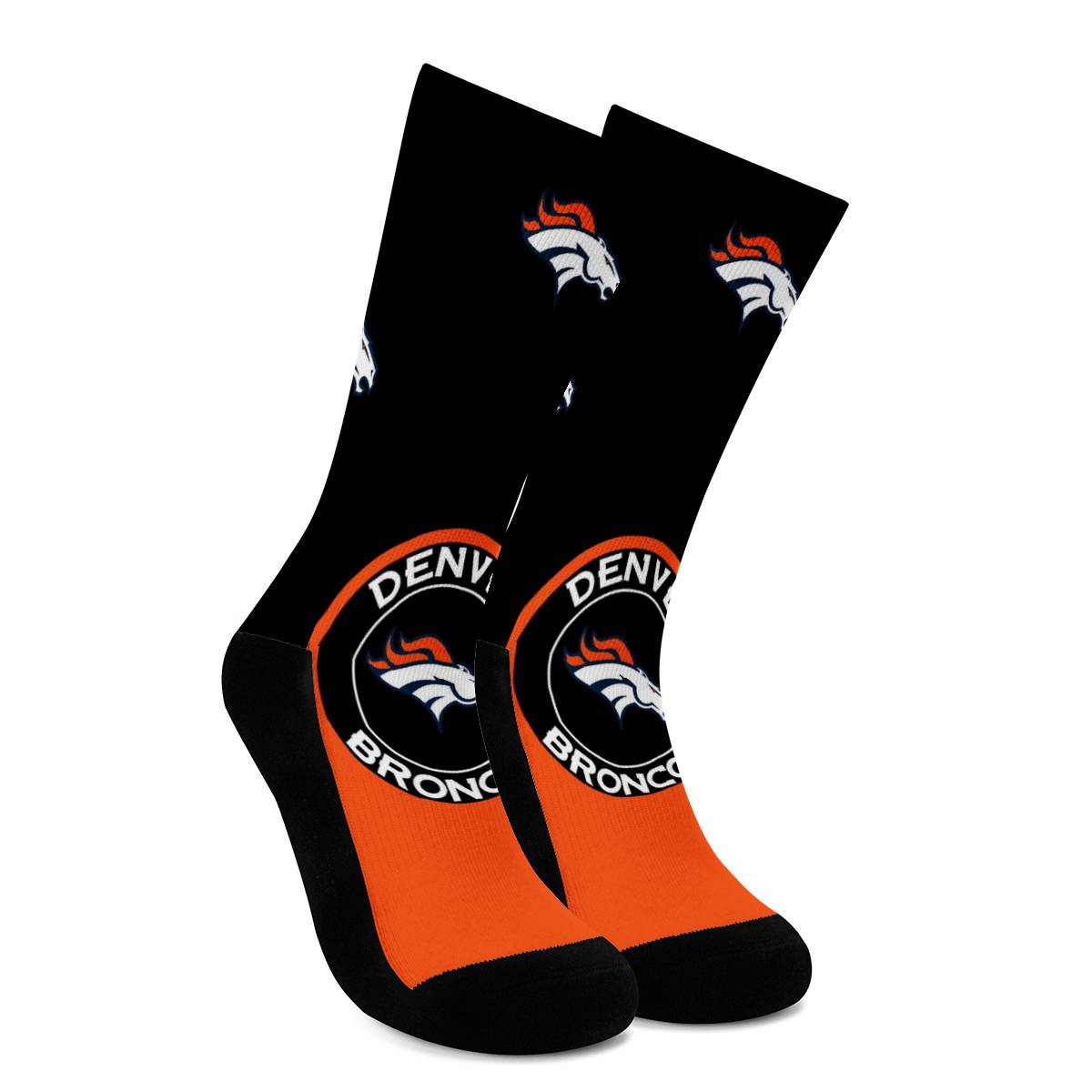 Denver Broncos For Bare Feet Crew Socks-Denver Broncos - fitnfan
