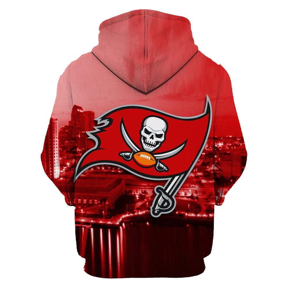 Tampa Bay Buccaneers Printed Hooded Pocket Pullover Sweater-Tampa Bay Buccaneers - fitnfan