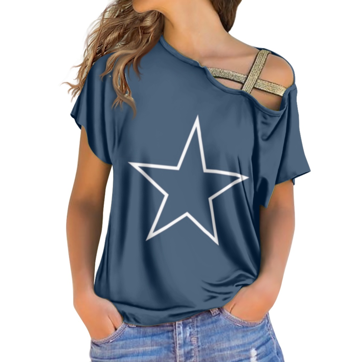 sequin cross belt women's top - fitnfan