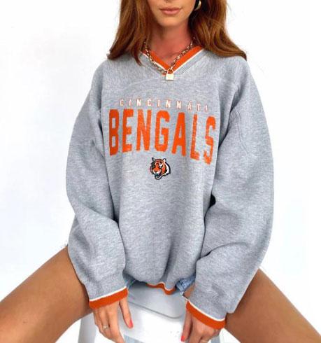 Printed Casual crew neck long sleeve pullover-Cincinnati Bengals - fitnfan
