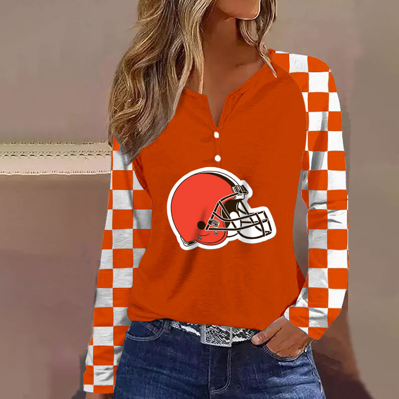 V NECK SHIFT Casual BLOUSE-Cleveland Browns - fitnfan