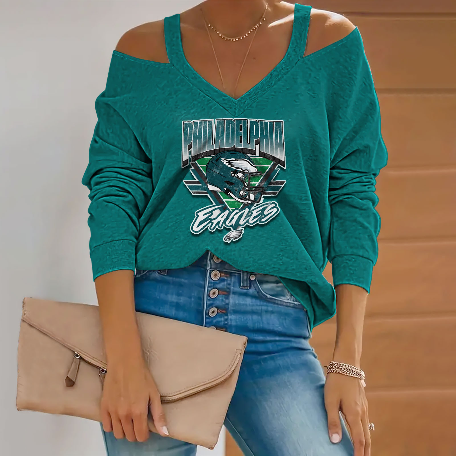 Triangle Vintage Cold Shoulder Long Sleeves Casual Blouses - fitnfan