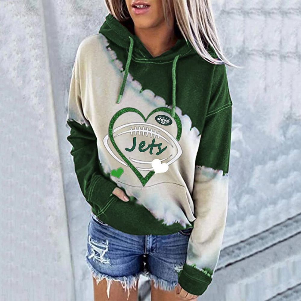 Fashion color blocking printed Hoodie-New York Jets - fitnfan