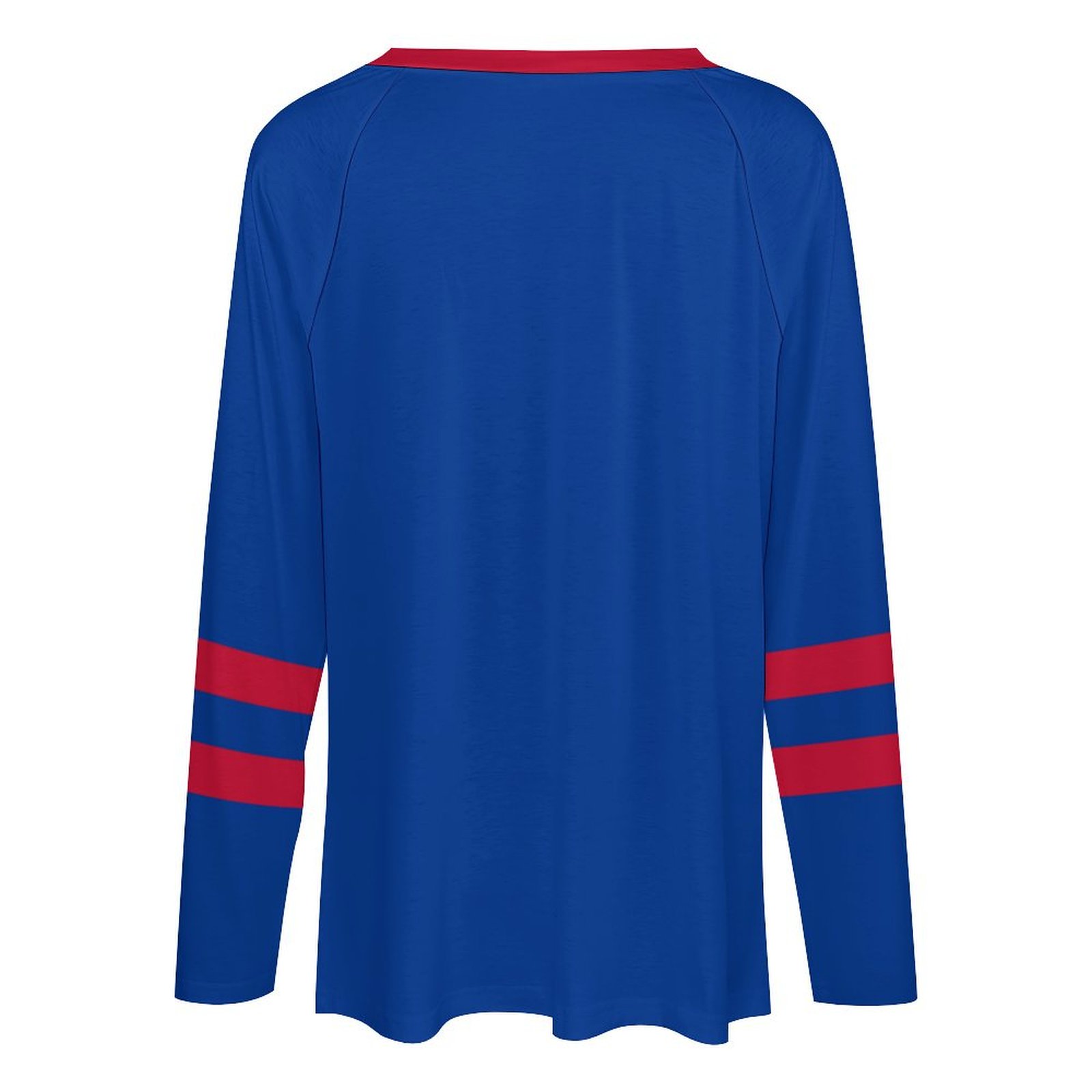 Buffalo Bills Women's V-neck Double-layered Long-sleeved Loose T-shirt-Buffalo Bills - fitnfan