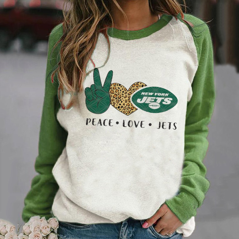 fashion loose Casual sports printed Pullover-New York Jets - fitnfan
