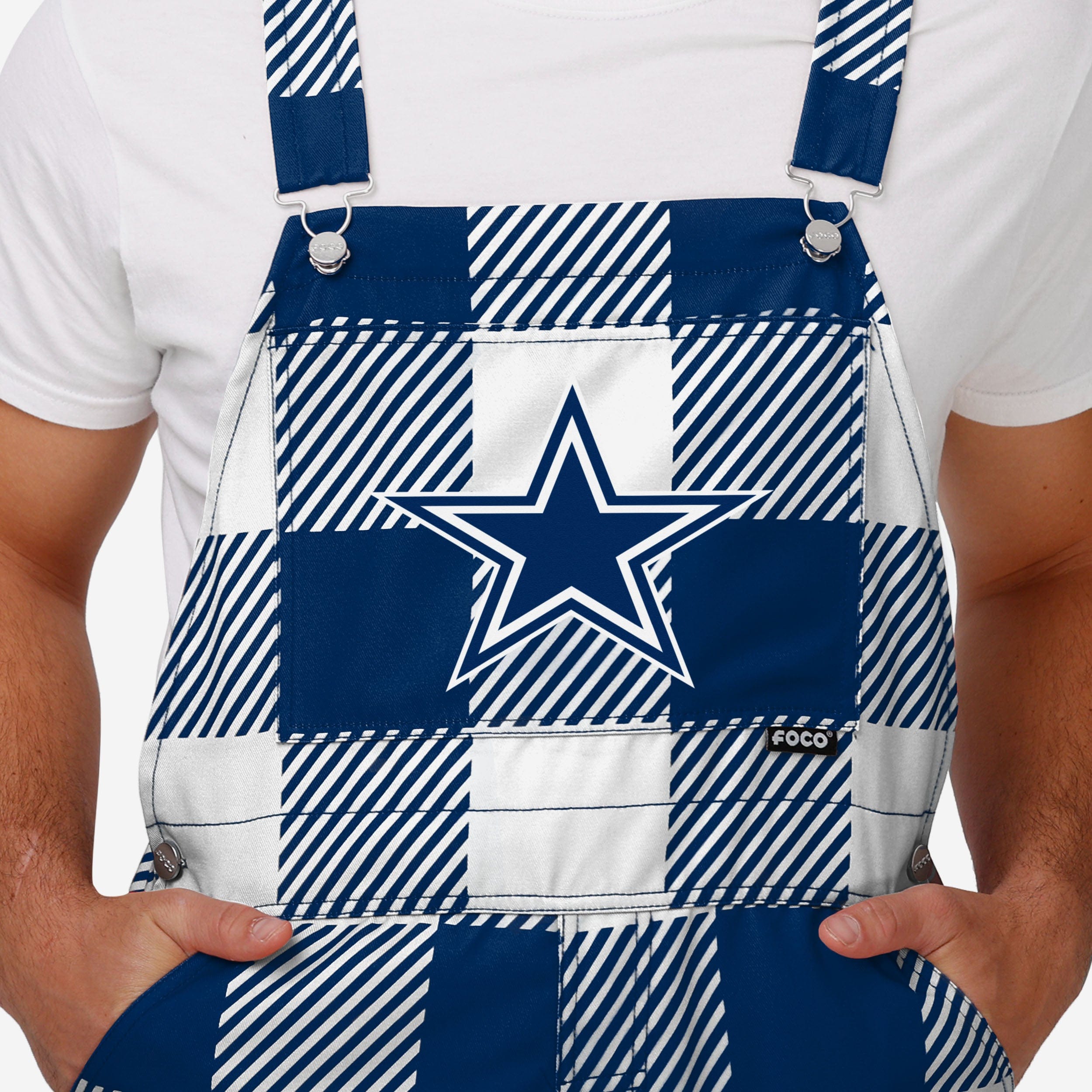 New Mens Plaid Bib Overalls-Dallas Cowboys - fitnfan