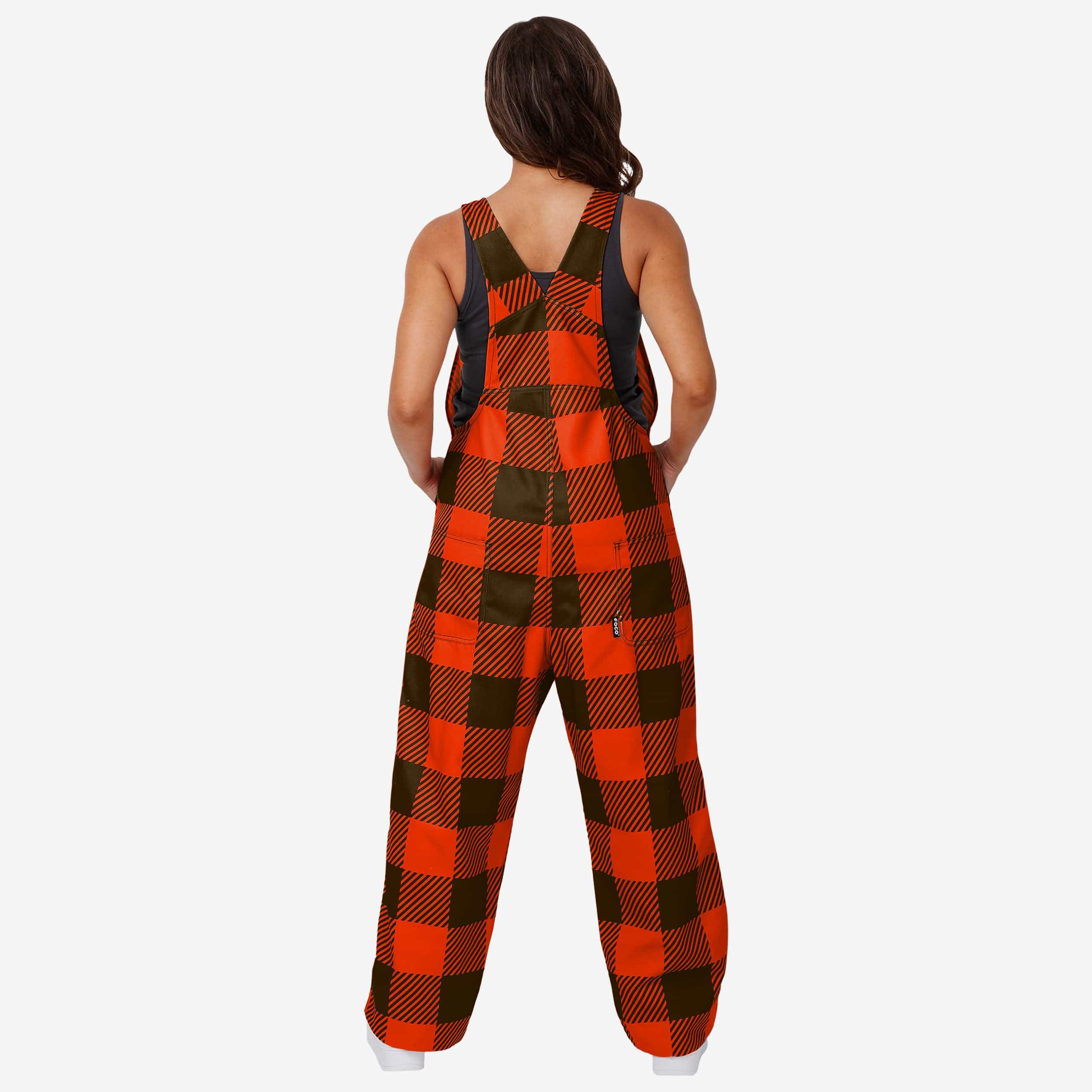 Cleveland Browns Womens Plaid Bib Overalls-Cleveland Browns - fitnfan