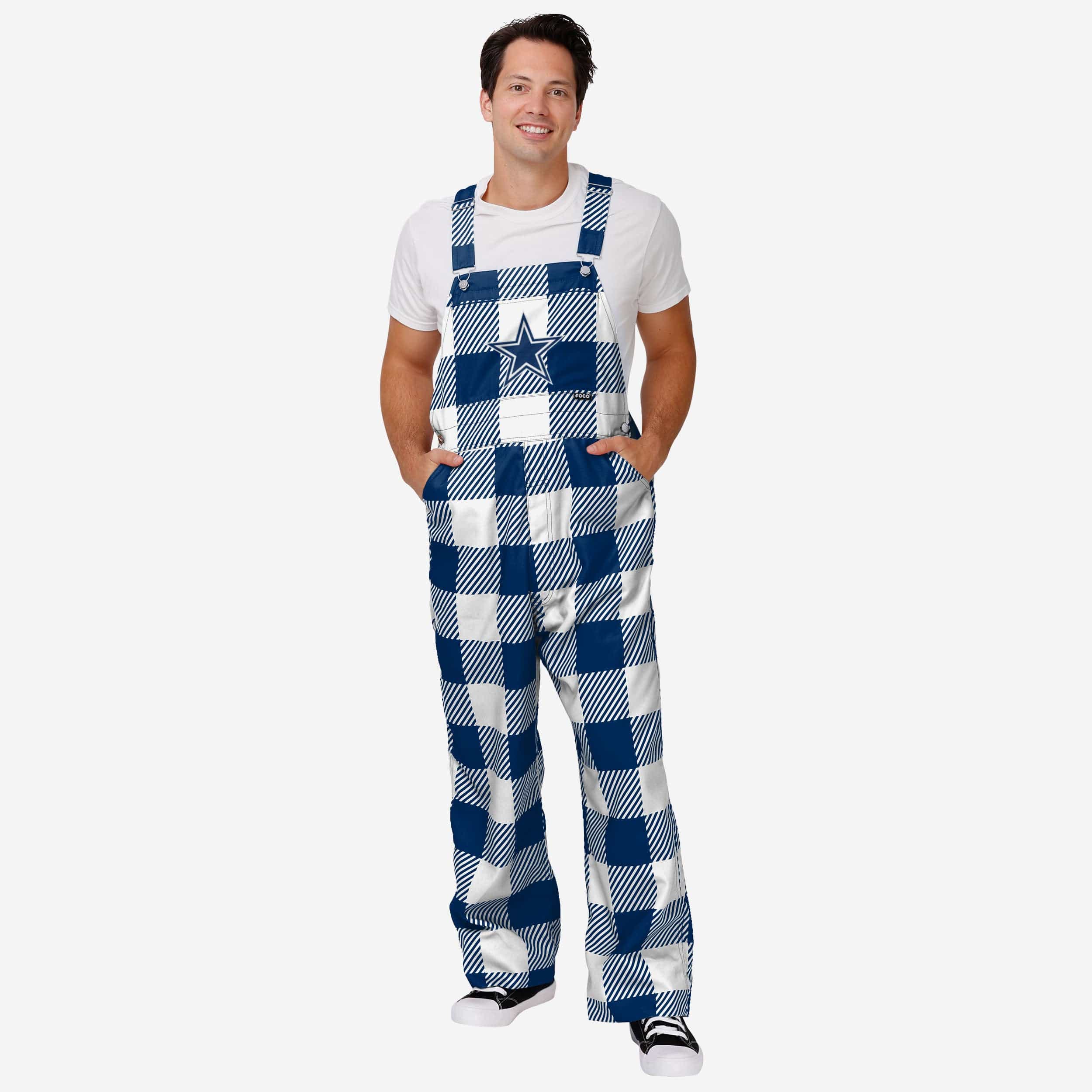 New Mens Plaid Bib Overalls-Dallas Cowboys - fitnfan