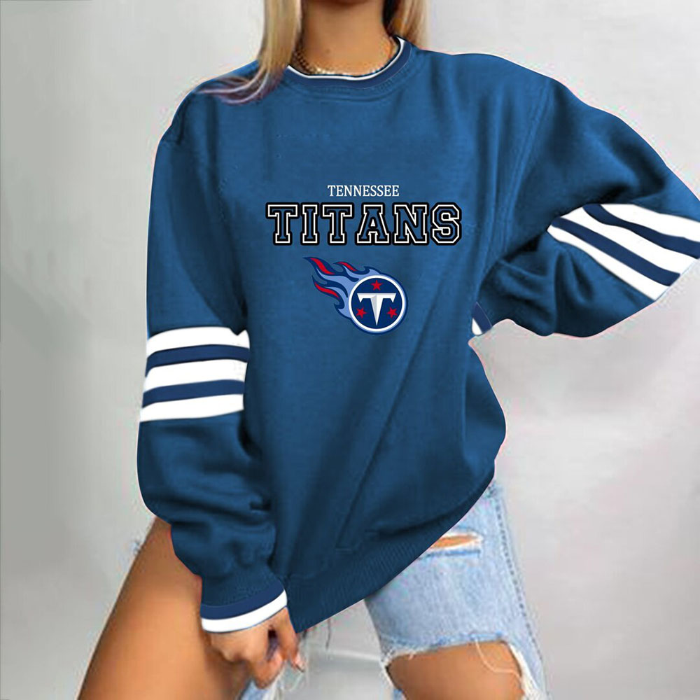 Casual crew neck print Pullover-Tennessee Titans - fitnfan