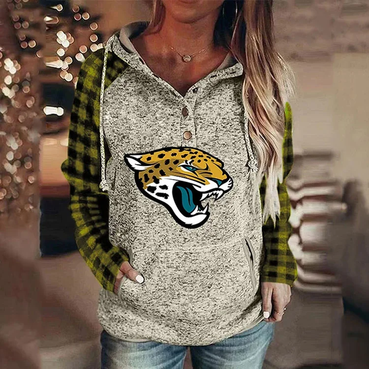 Casual loose stitched print Hoodie-Jacksonville Jaguars - fitnfan